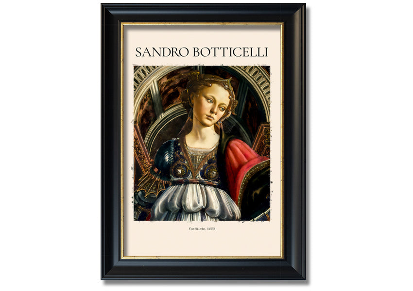 Canvas print of Fortitude, 1470 by Sandro Botticelli, mounted on a 44mm box frame, showcasing intricate details and vibrant colors.