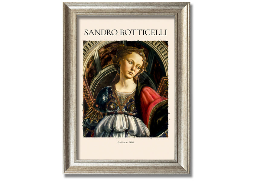 Canvas print of Fortitude, 1470 by Sandro Botticelli, mounted on a 44mm box frame, showcasing intricate details and vibrant colors.