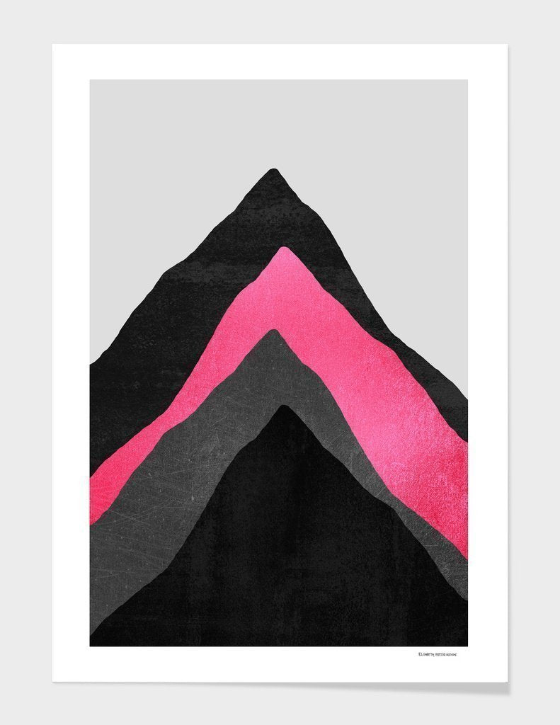 Four Mountains Pink Frame made of solid wood with a contemporary angular profile, featuring shatterproof acrylic and a smooth gesso finish.