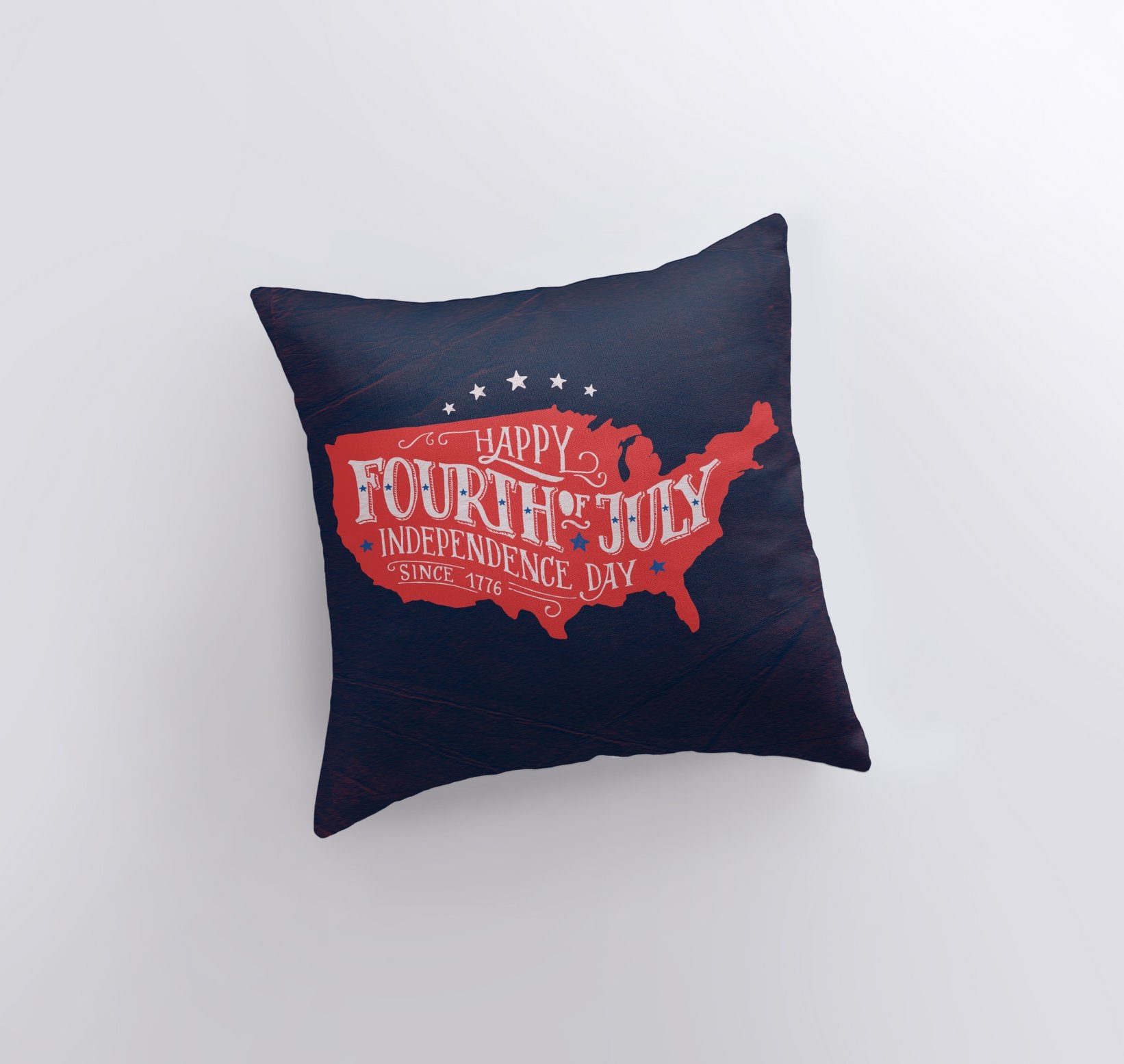 Double-sided Fourth of July pillow cover featuring red USA outline and navy vintage star pattern, perfect for home decor.