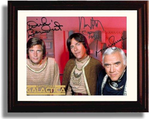 Framed Battlestar Galactica autograph replica print featuring vibrant colors and glossy finish, perfect for fans and collectors.