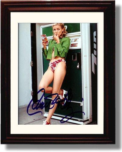 Framed 8x10 glossy print of Cameron Diaz with a printed autograph, perfect for movie fans.