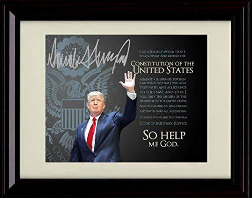 Framed 8x10 glossy print of Donald Trump with a replica autograph, perfect for fans and collectors.