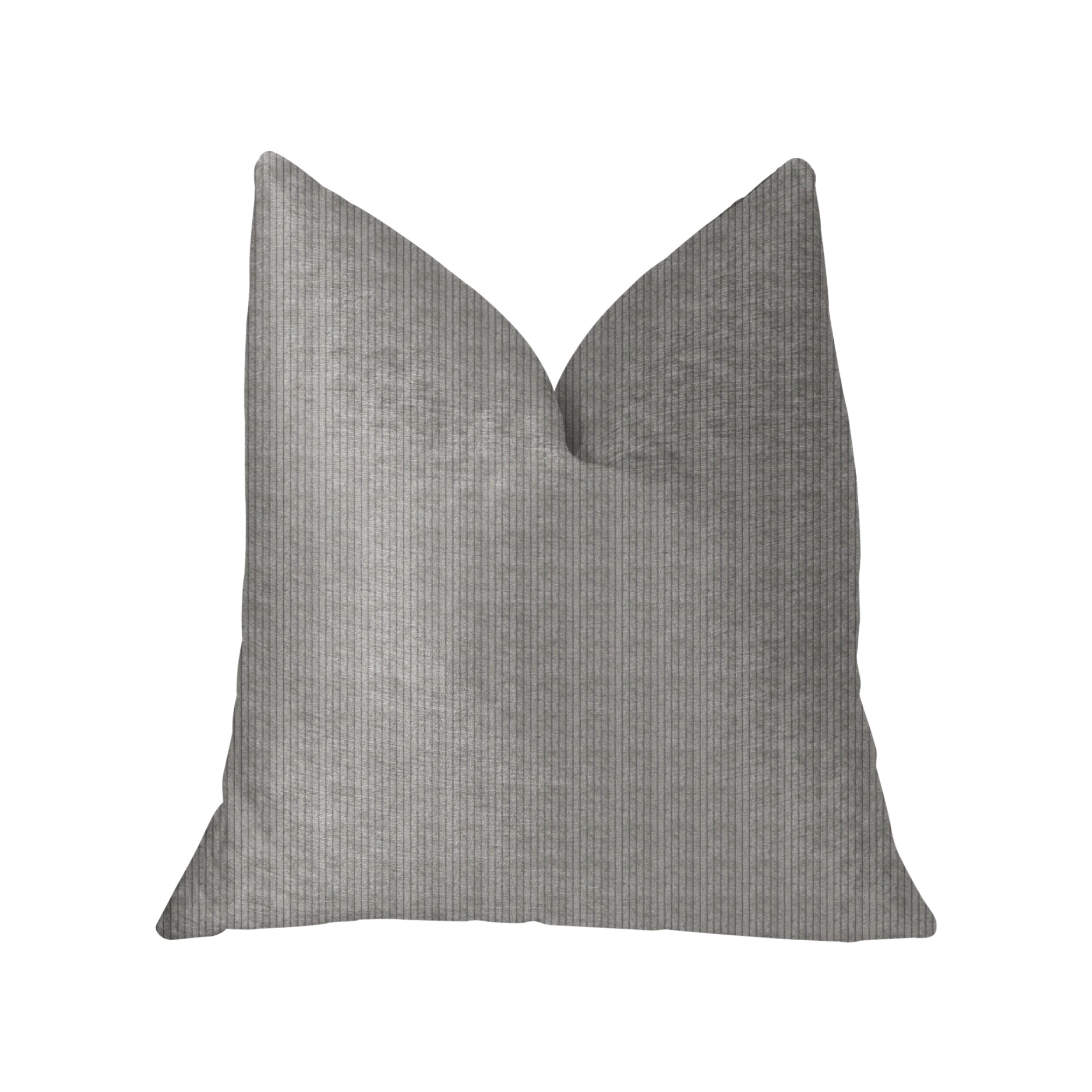 Fremont Gray and Silver Luxury Throw Pillow showcasing a textured pattern with an invisible zipper, handmade in the USA.