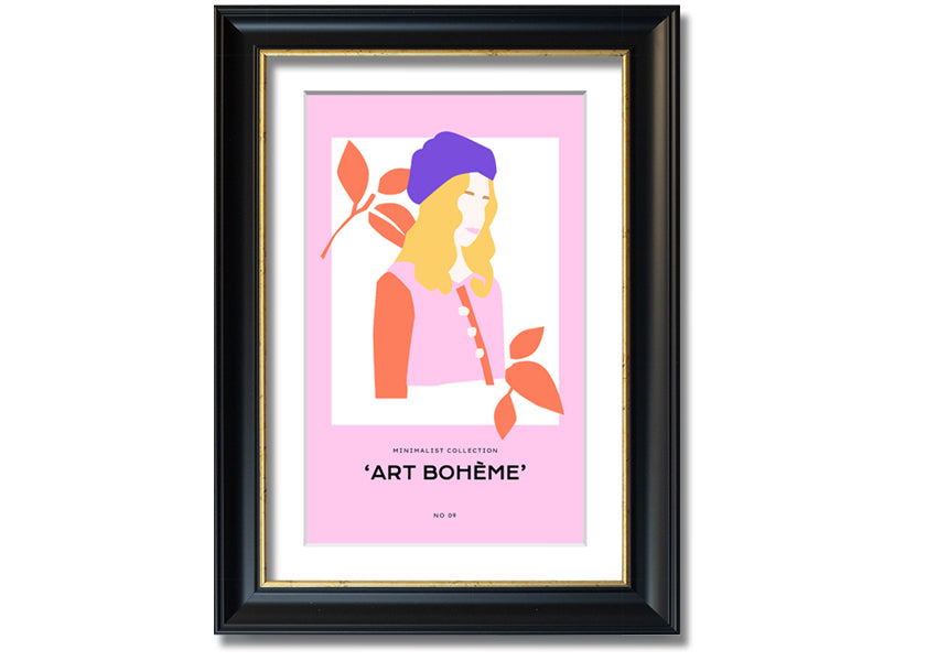 A beautifully framed print showcasing French fashion, available in various frame colors, ready to hang.