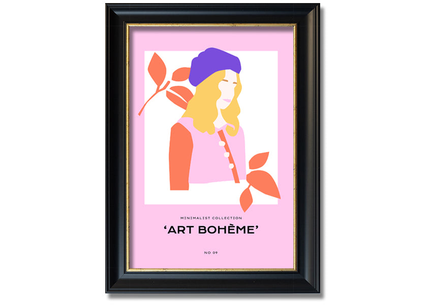 A beautifully framed print showcasing French fashion, available in various frame colors, ready to hang.