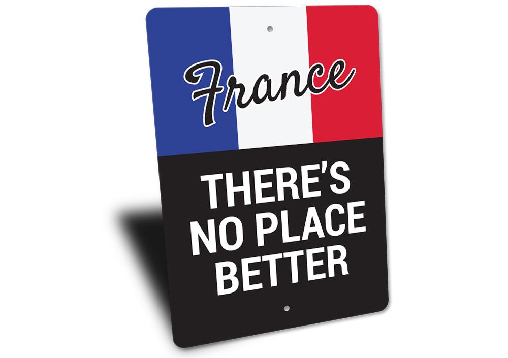 A decorative French Pride Sign made of high-quality aluminum, featuring vibrant colors and customizable text options, perfect for home decor.