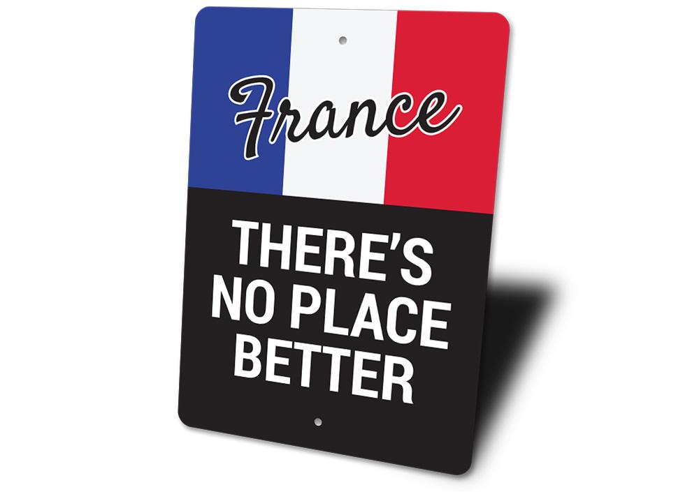 A decorative French Pride Sign made of high-quality aluminum, featuring vibrant colors and customizable text options, perfect for home decor.