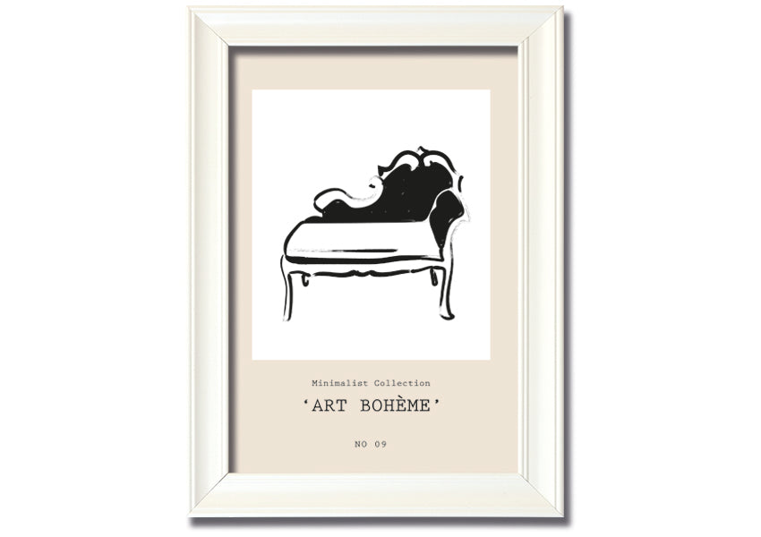 A beautifully framed French Seat print showcasing elegant design, available in various frame colors.