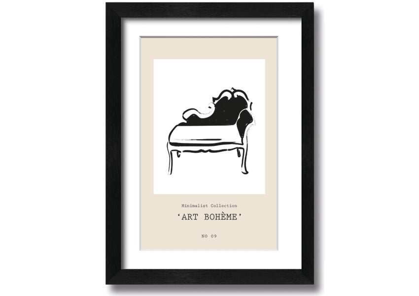 A beautifully framed French Seat print showcasing elegant design, available in various frame colors.