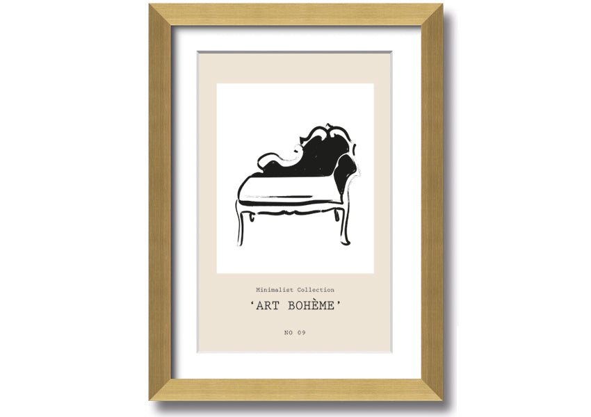 A beautifully framed French Seat print showcasing elegant design, available in various frame colors.