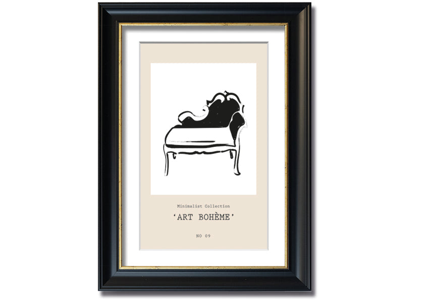 A beautifully framed French Seat print showcasing elegant design, available in various frame colors.