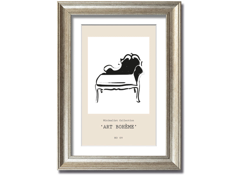 A beautifully framed French Seat print showcasing elegant design, available in various frame colors.