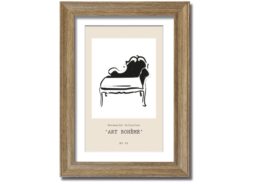 A beautifully framed French Seat print showcasing elegant design, available in various frame colors.