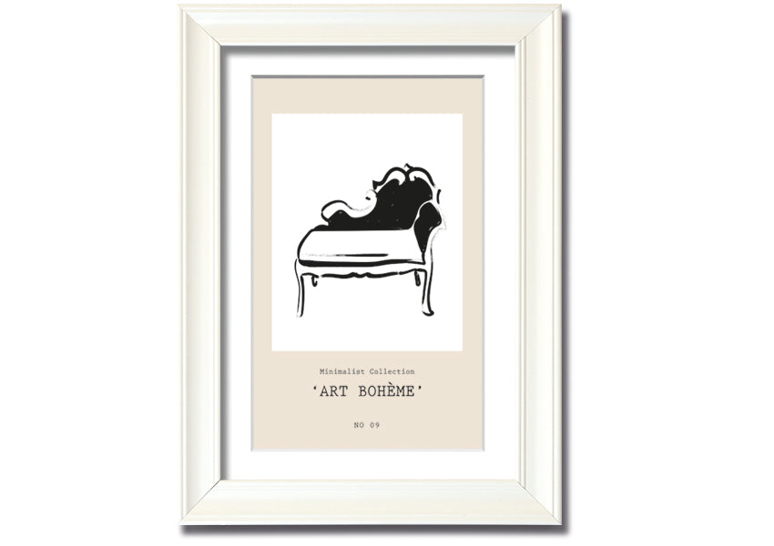 A beautifully framed French Seat print showcasing elegant design, available in various frame colors.