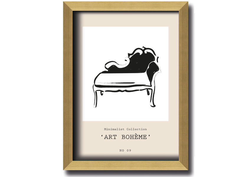 A beautifully framed French Seat print showcasing elegant design, available in various frame colors.