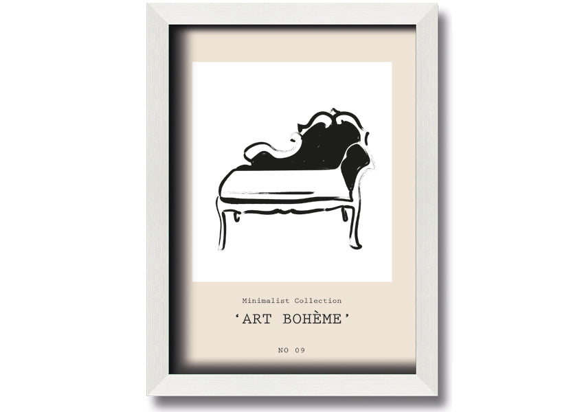 A beautifully framed French Seat print showcasing elegant design, available in various frame colors.