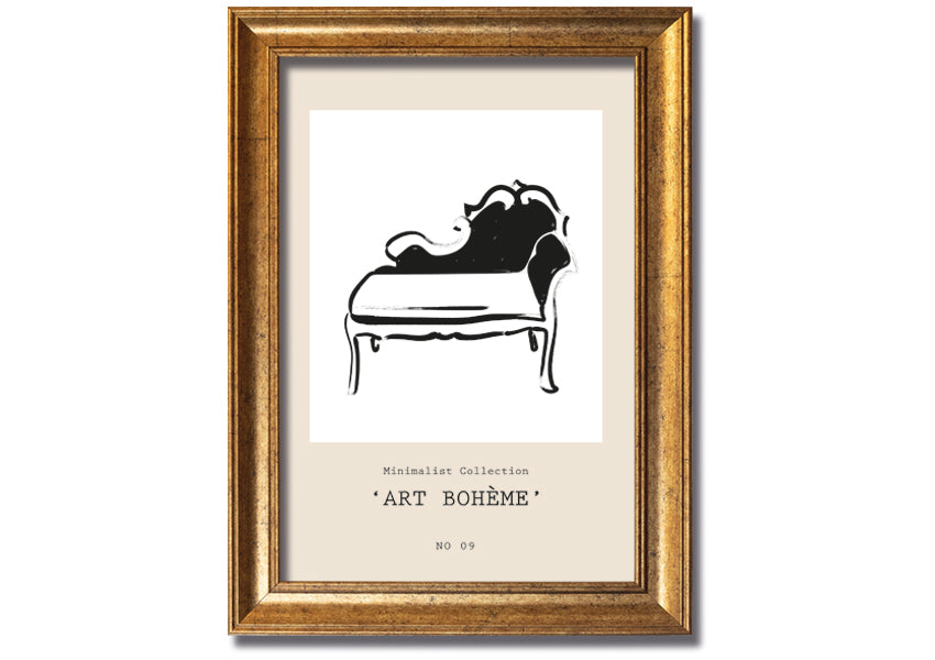 A beautifully framed French Seat print showcasing elegant design, available in various frame colors.