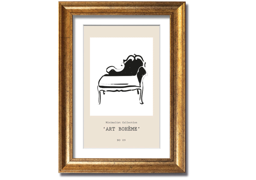 A beautifully framed French Seat print showcasing elegant design, available in various frame colors.