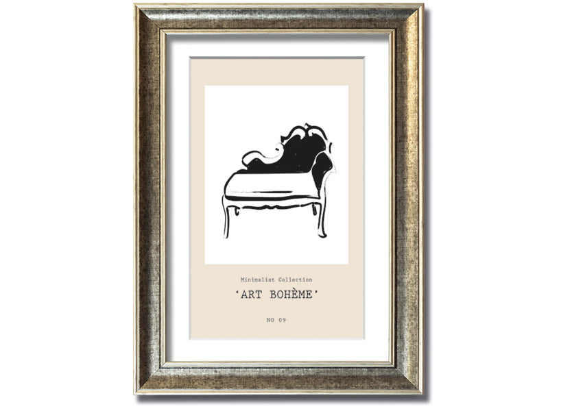 A beautifully framed French Seat print showcasing elegant design, available in various frame colors.