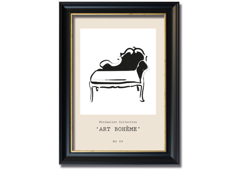 A beautifully framed French Seat print showcasing elegant design, available in various frame colors.