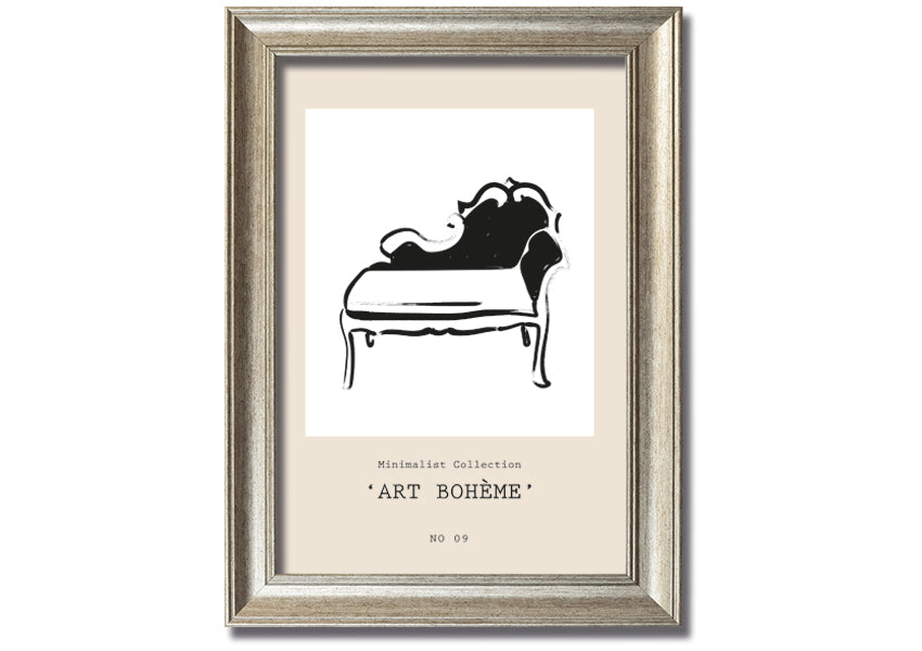 A beautifully framed French Seat print showcasing elegant design, available in various frame colors.