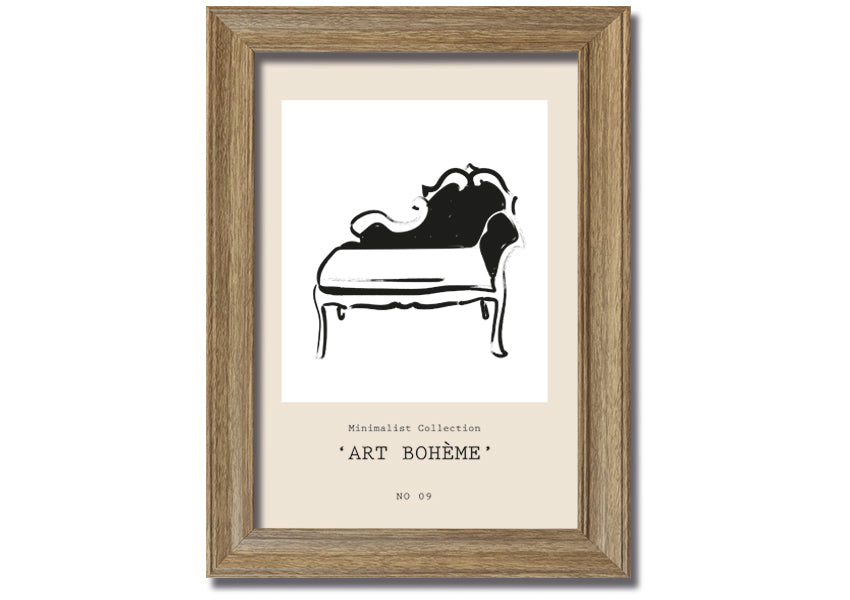 A beautifully framed French Seat print showcasing elegant design, available in various frame colors.