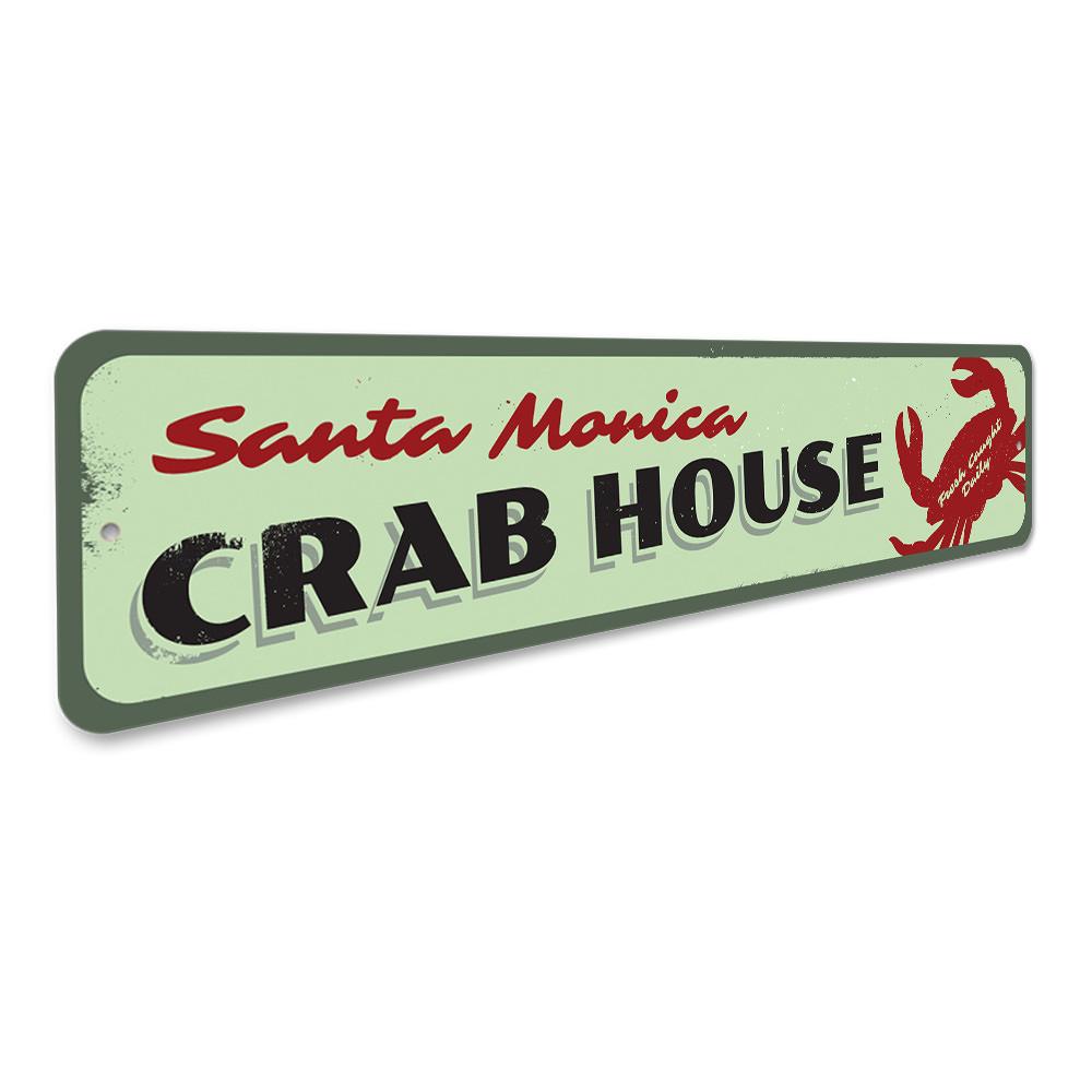 Fresh Crab Caught Daily decorative sign made of aluminum, featuring a vibrant design suitable for beach houses and seafood restaurants.