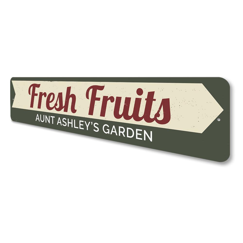 A vibrant Fresh Fruits Sign made of high-quality aluminum, featuring colorful fruit designs, perfect for kitchen or dining room decor.