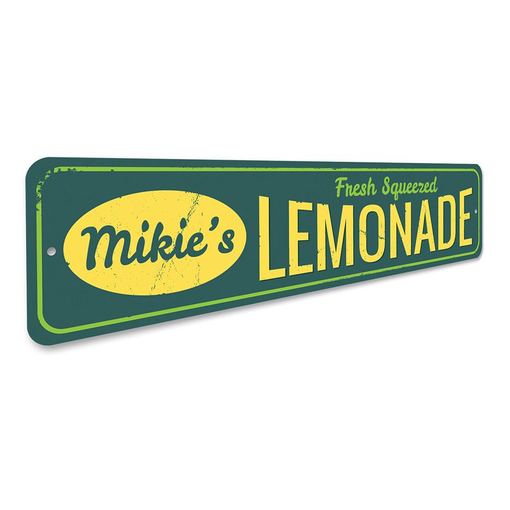 Fresh Squeezed Lemonade Sign made of high-quality aluminum, featuring vibrant colors and a beach-themed design, perfect for coastal decor.