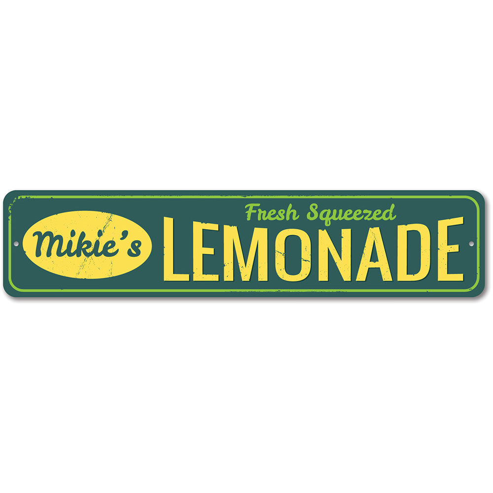 Fresh Squeezed Lemonade Sign made of high-quality aluminum, featuring vibrant colors and a beach-themed design, perfect for coastal decor.