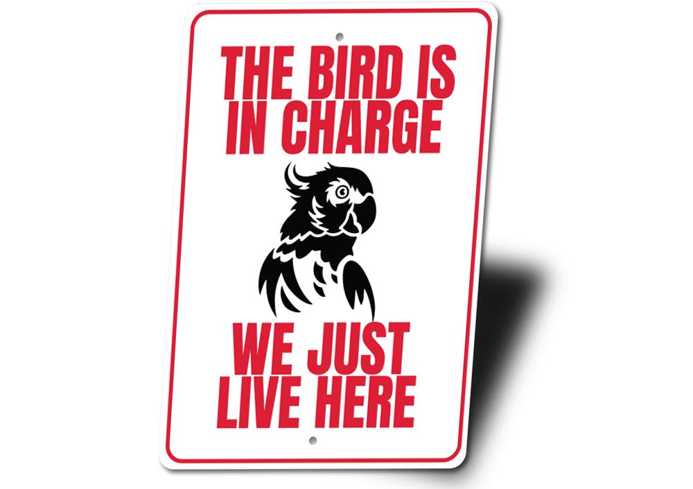 A humorous decorative sign featuring a funny bird design, made of high-quality aluminum, suitable for indoor and outdoor use.