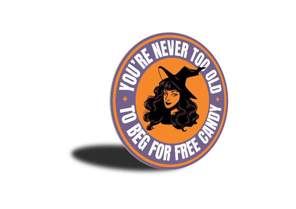 A humorous Halloween metal sign featuring playful graphics and text, perfect for indoor or outdoor decoration.