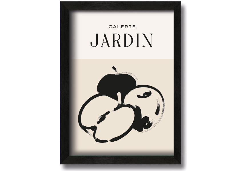 A vibrant framed print of an apple, handmade in the UK, available in various frame colours.