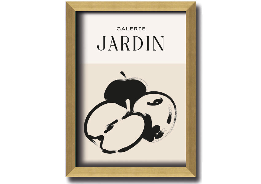 A vibrant framed print of an apple, handmade in the UK, available in various frame colours.