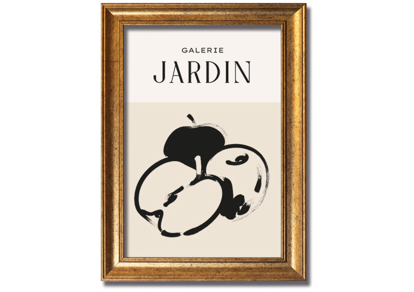 A vibrant framed print of an apple, handmade in the UK, available in various frame colours.