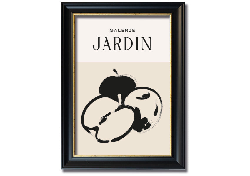 A vibrant framed print of an apple, handmade in the UK, available in various frame colours.