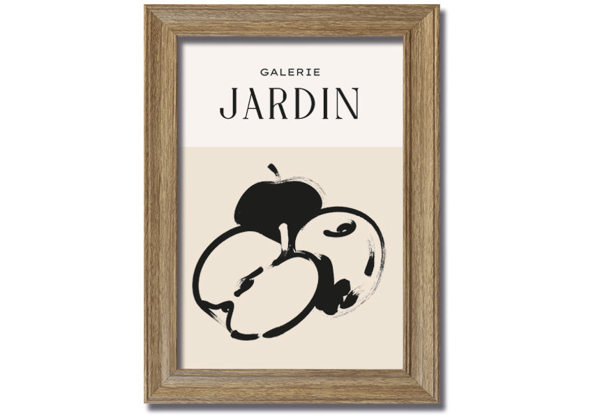 A vibrant framed print of an apple, handmade in the UK, available in various frame colours.