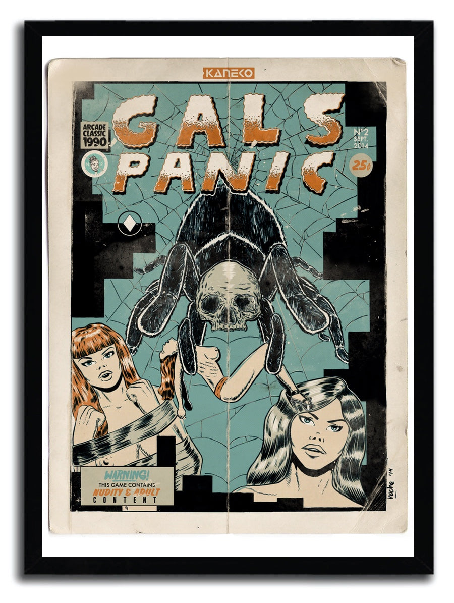 Limited edition artwork 'Gals Panic' by Nache Ramos, printed on fine arts paper with vibrant colors.