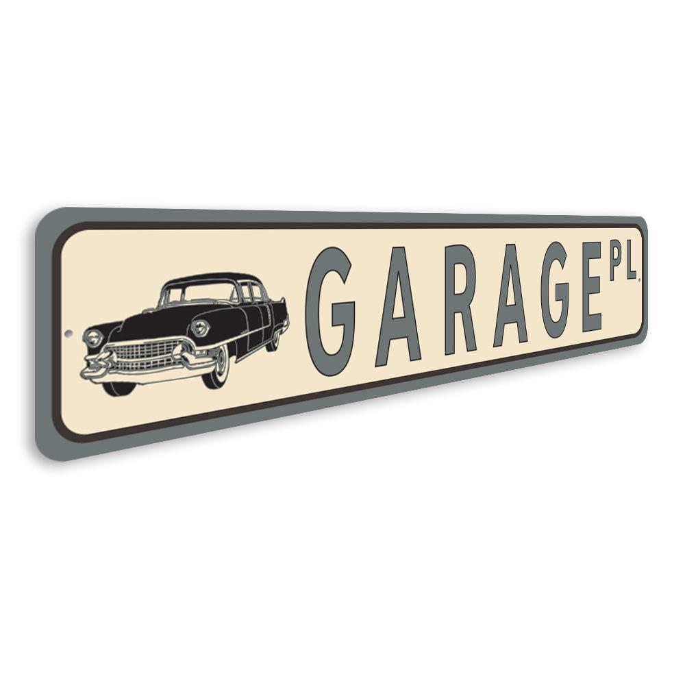 A high-quality aluminum Garage Street Sign featuring customizable text, perfect for home decor and gifts.