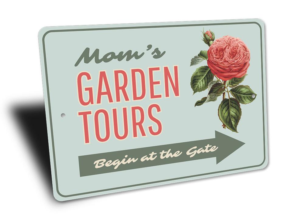 Garden Tours Arrow Sign made of durable aluminum, featuring a decorative design perfect for outdoor spaces.