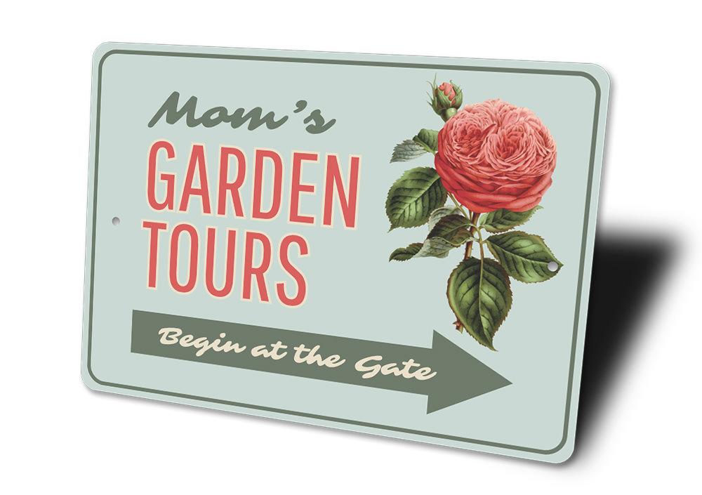 Garden Tours Arrow Sign made of durable aluminum, featuring a decorative design perfect for outdoor spaces.