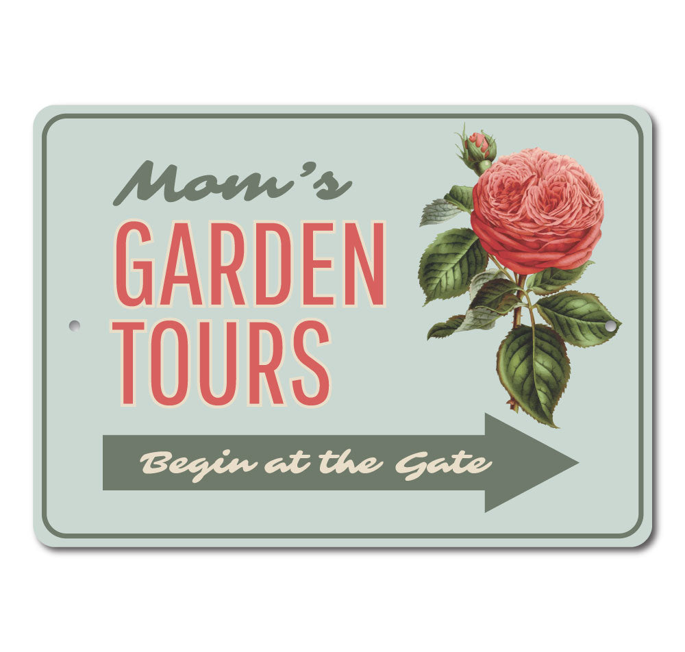 Garden Tours Arrow Sign made of durable aluminum, featuring a decorative design perfect for outdoor spaces.