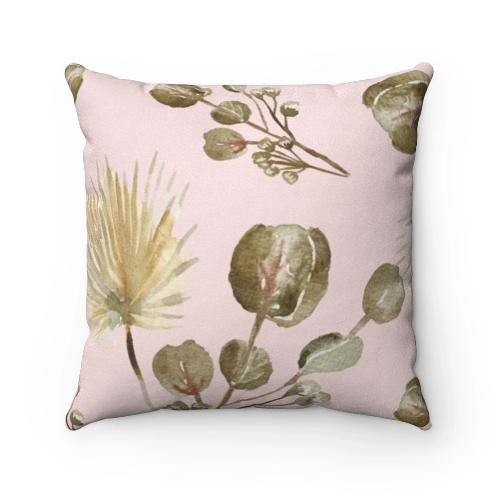 Garder Blossoms Double Sided Print Faux Suede Square Cushion featuring a vibrant floral design on both sides, ideal for home decor.