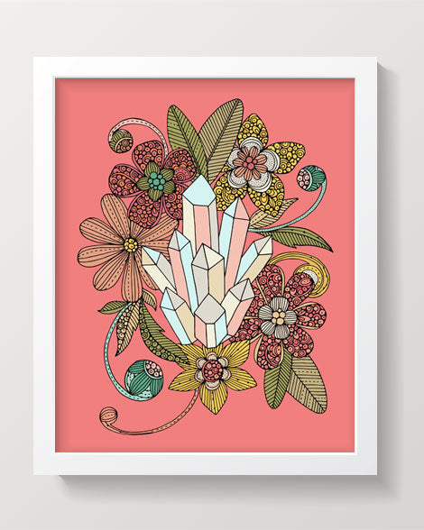 Archival art print of gems and flowers, showcasing vibrant colors and intricate details, printed on matte cardstock.