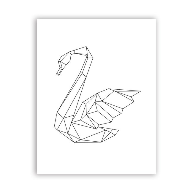 Geometric line-drawn swan illustration.