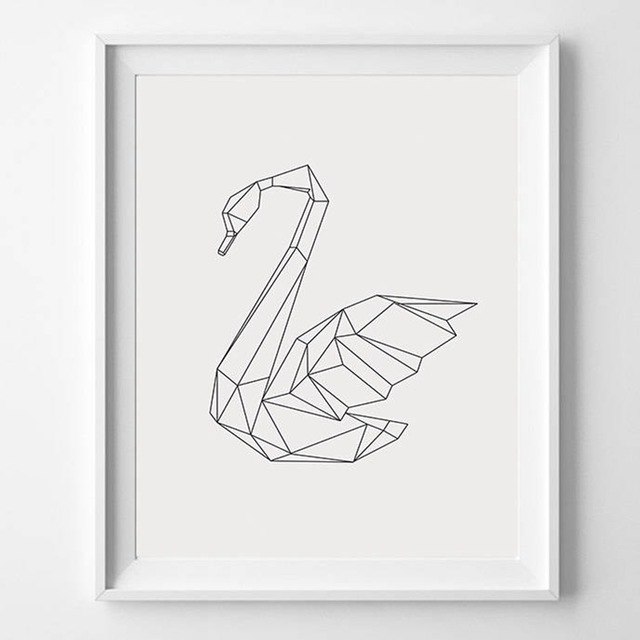 Geometric abstract swan art.