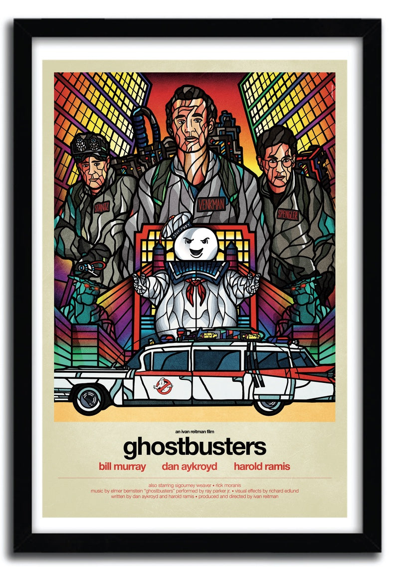 Limited edition Ghostbusters artwork by Van Orton, printed on fine arts paper with vibrant colors and intricate details.