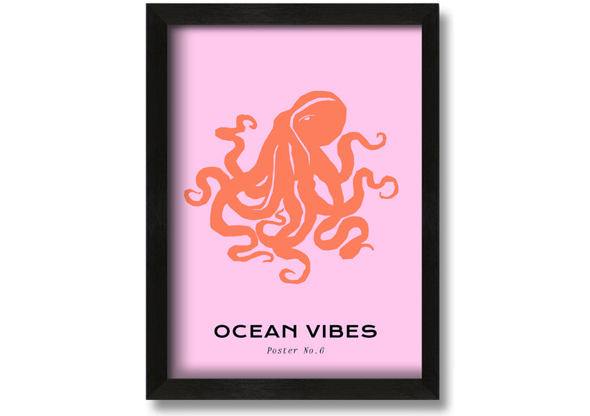 A beautifully framed print of a Giant Reef Octopus, showcasing vibrant colors and intricate details, ready to hang on a wall.