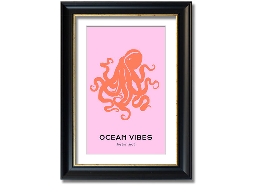 A beautifully framed print of a Giant Reef Octopus, showcasing vibrant colors and intricate details, ready to hang on a wall.